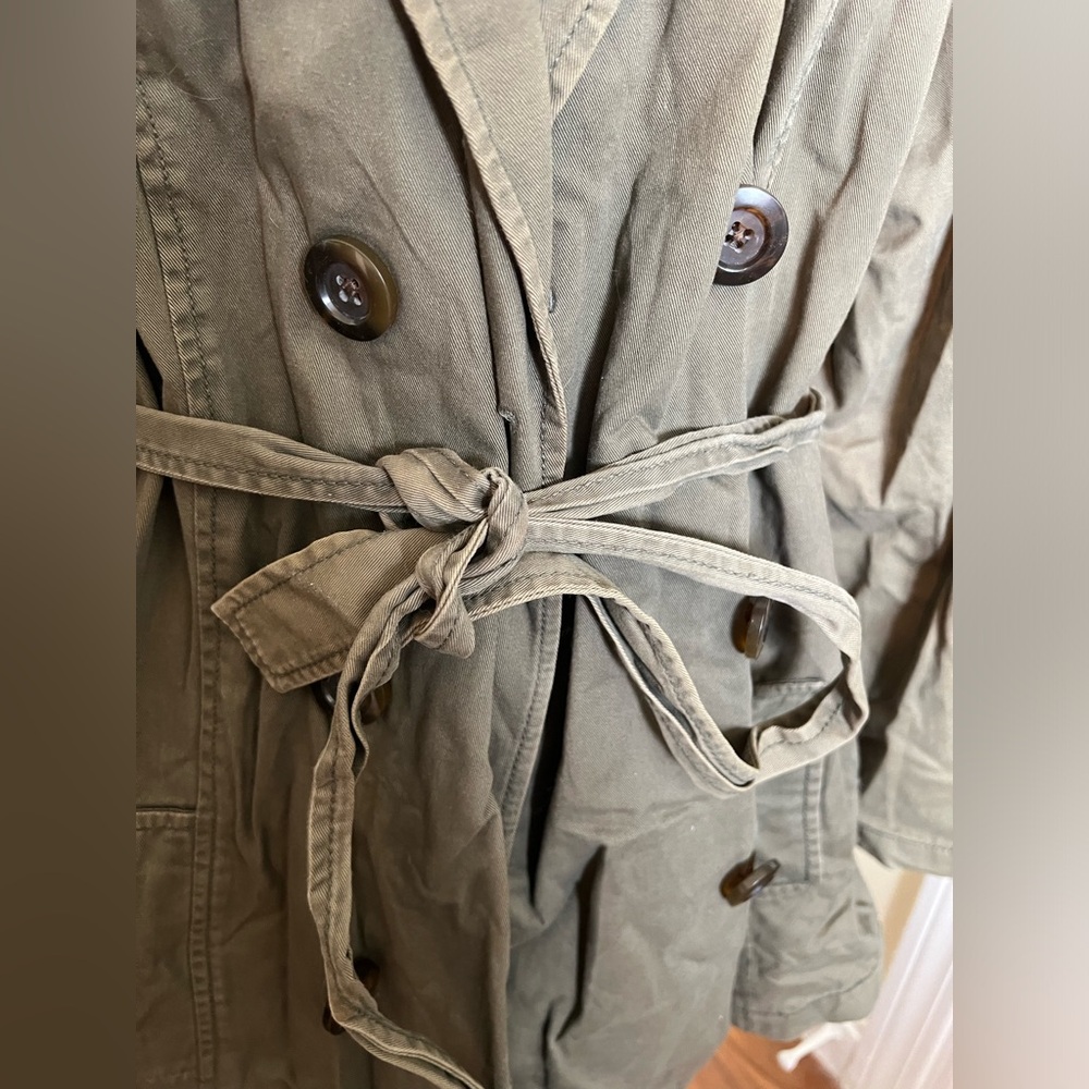 Old Navy 3X Double Breasted Army Green Waist Length Trench Coat - Picture 5 of 14